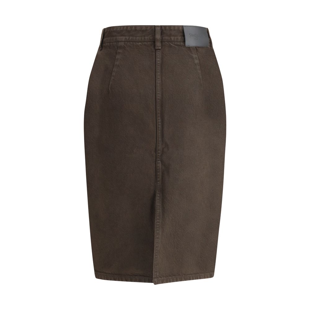 Saint Laurent Brown Denim Skirt