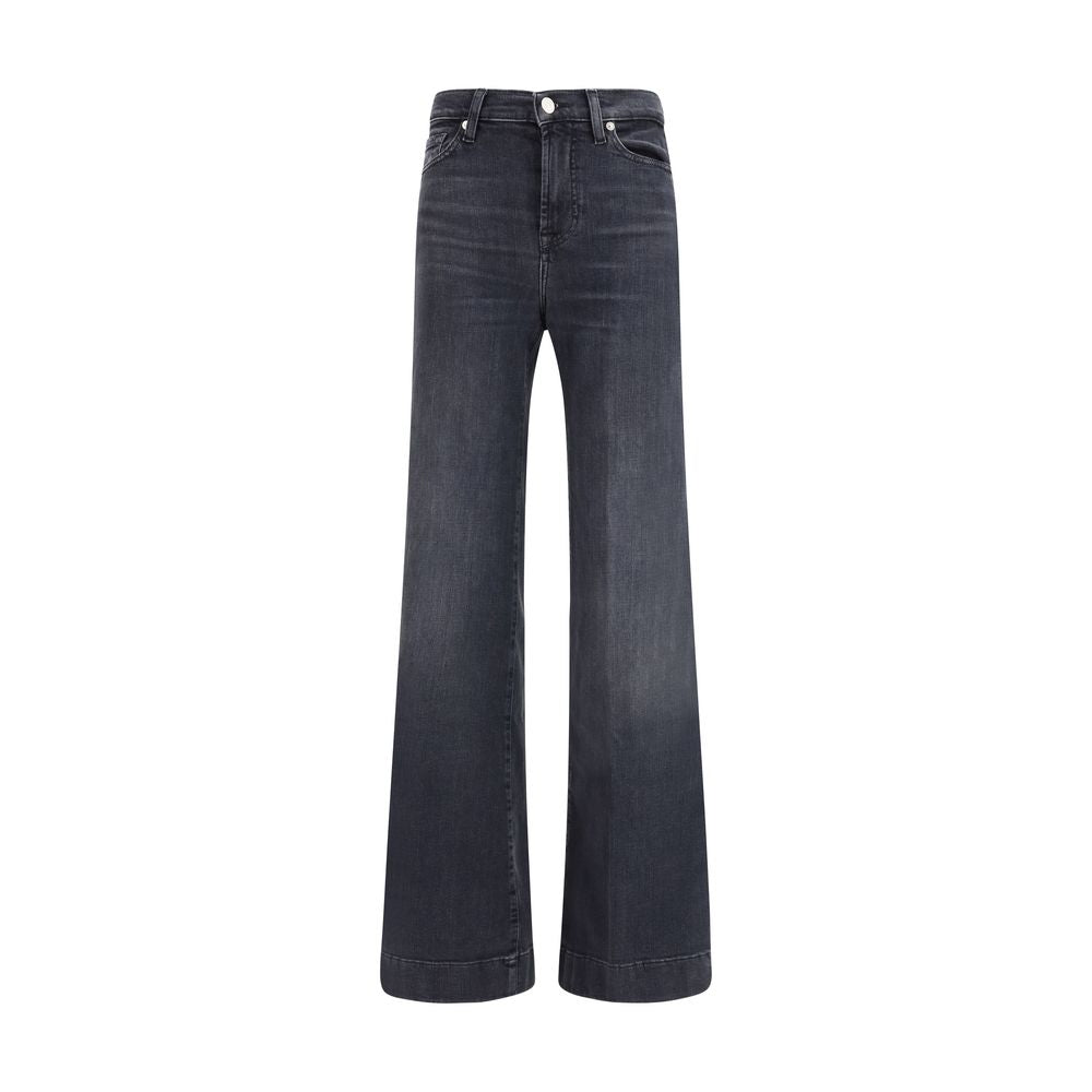 7FOR Black Cotton Flared Jeans