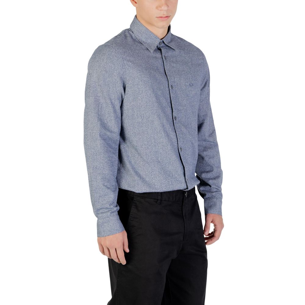 Armani Exchange Blue Cotton Dress Shirt