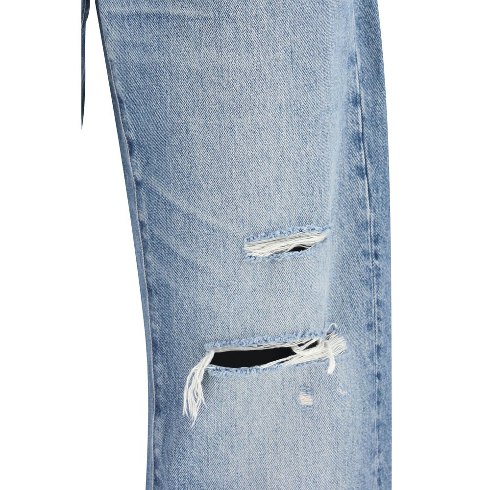7FOR Blue Cotton Straight-Leg Jeans