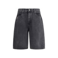 7FOR Black Cotton Bermuda Shorts