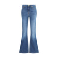 7FOR Blue Cotton Flared Jeans