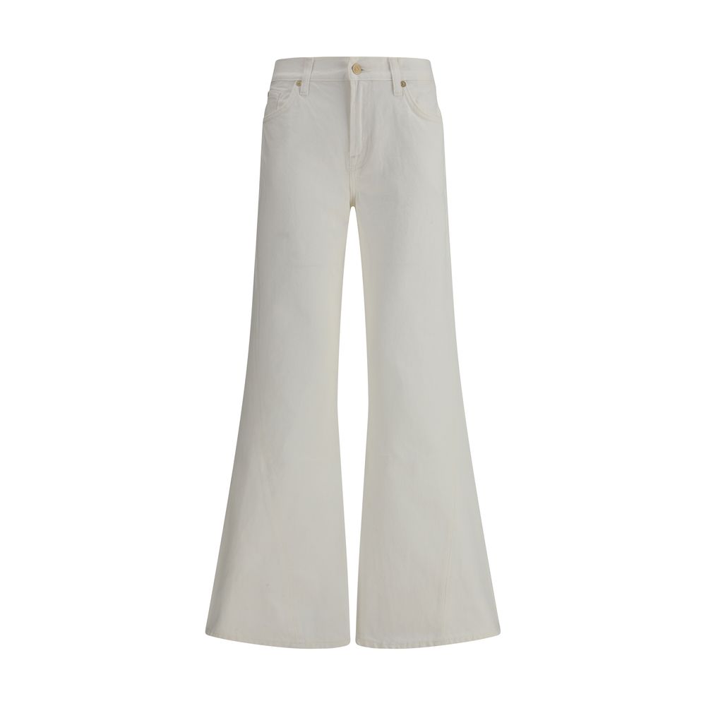 7FOR Beige Cotton Flared Jeans