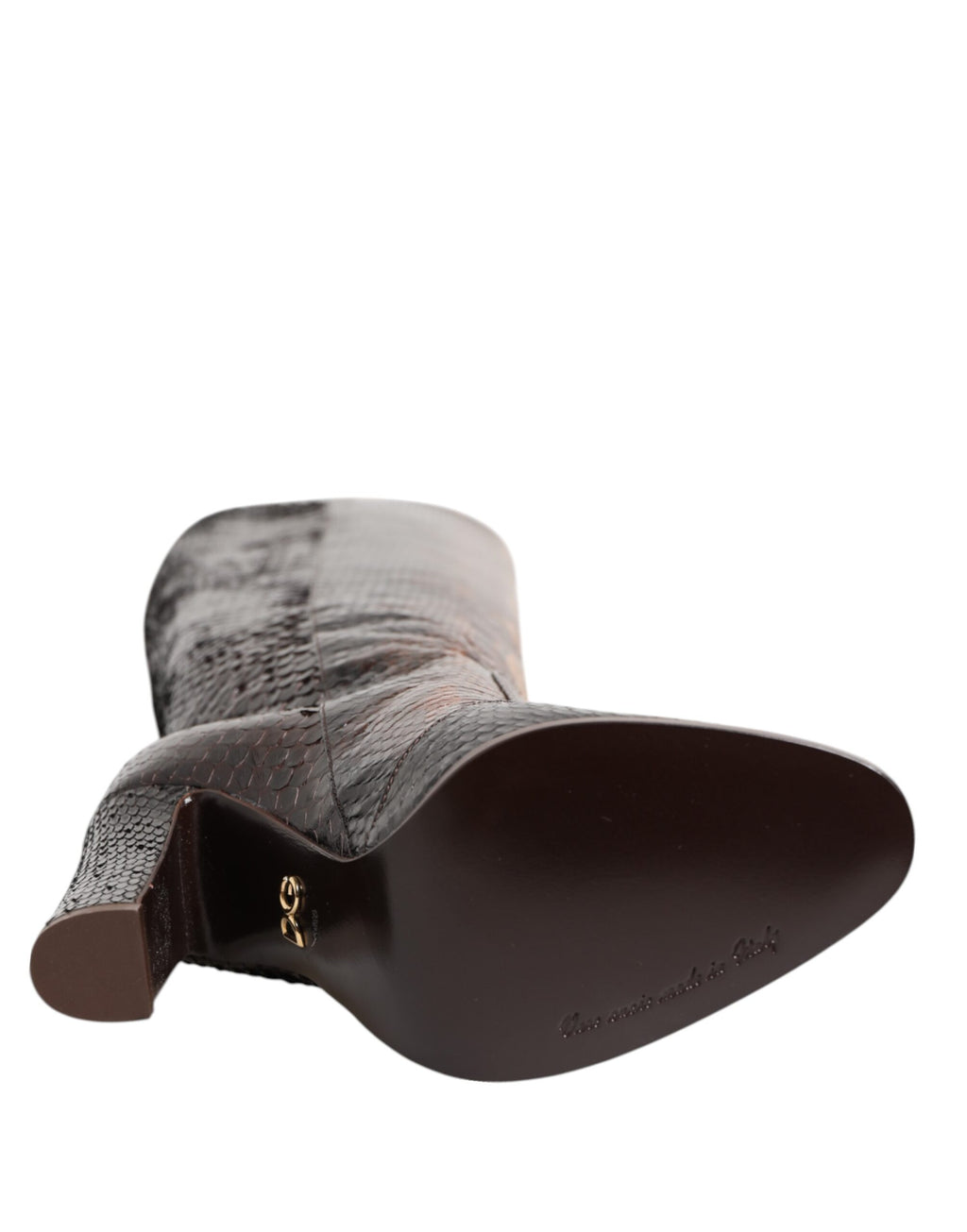 Dolce & Gabbana Brown Python Snakeskin Print Riding Boots Shoes