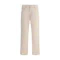 7FOR Beige Cotton Straight-Leg Jeans
