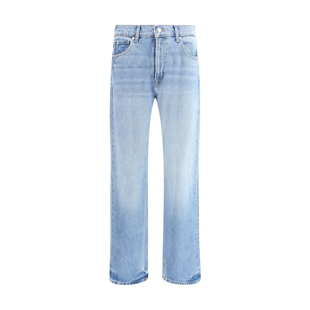 7FOR Blue Cotton Straight-Leg Jeans