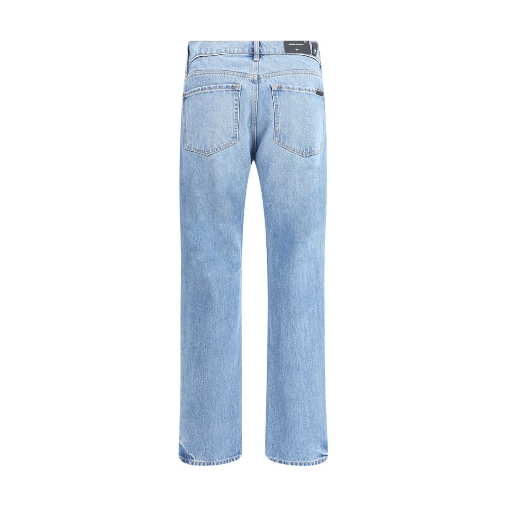 7FOR Blue Cotton Straight-Leg Jeans