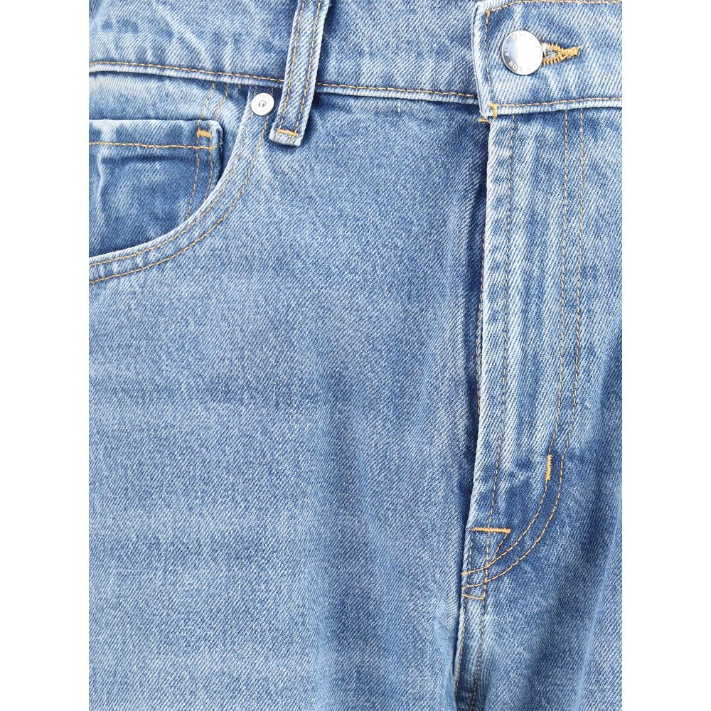 7FOR Blue Cotton Straight-Leg Jeans