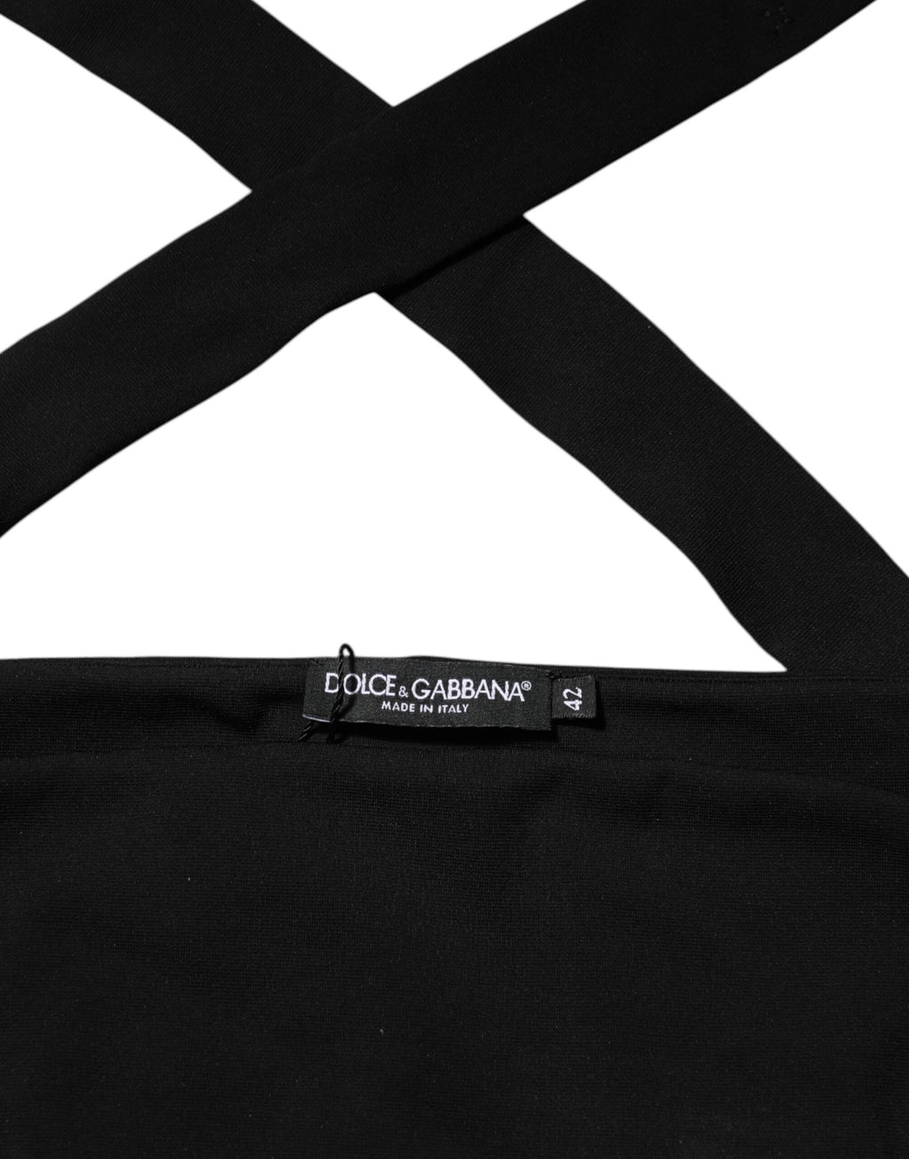 Dolce & Gabbana Black Viscose Halter Off Shoulder Cropped Top