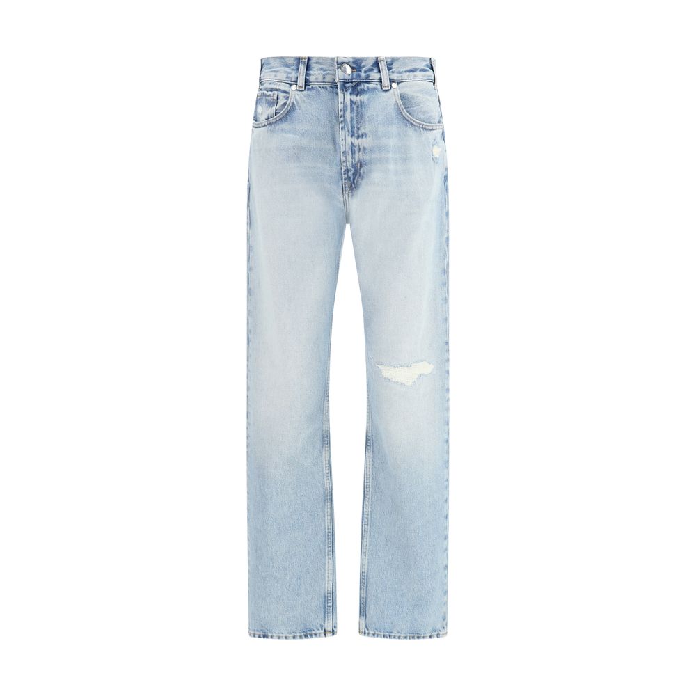 7FOR Blue Cotton Straight-Leg Jeans