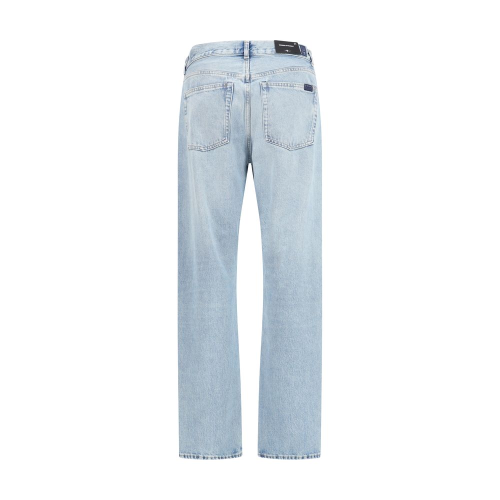 7FOR Blue Cotton Straight-Leg Jeans