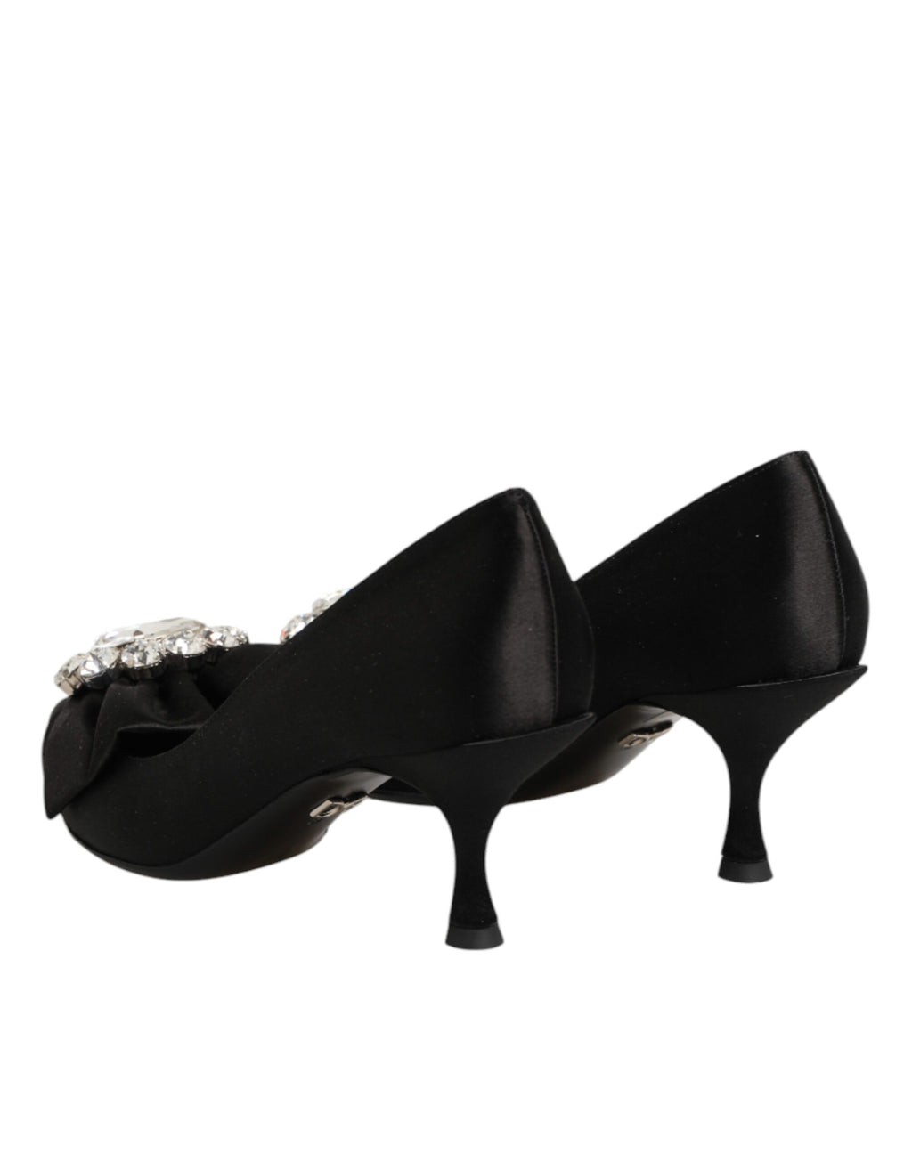 Dolce & Gabbana Black Satin Bow Crystal Embellishment Pumps Shoes
