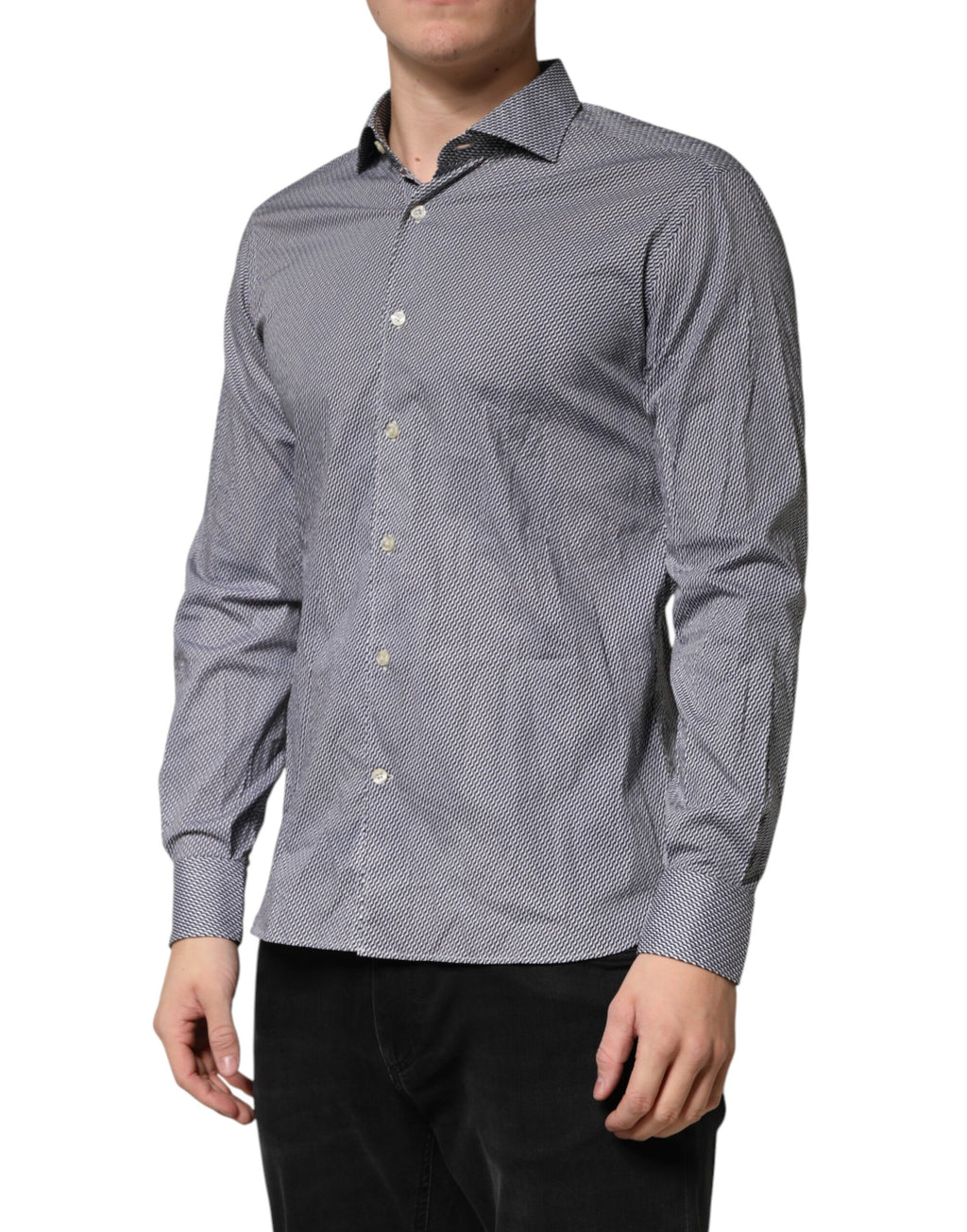 Domenico Tagliente Gray Patterned Long Sleeves Dress Shirt