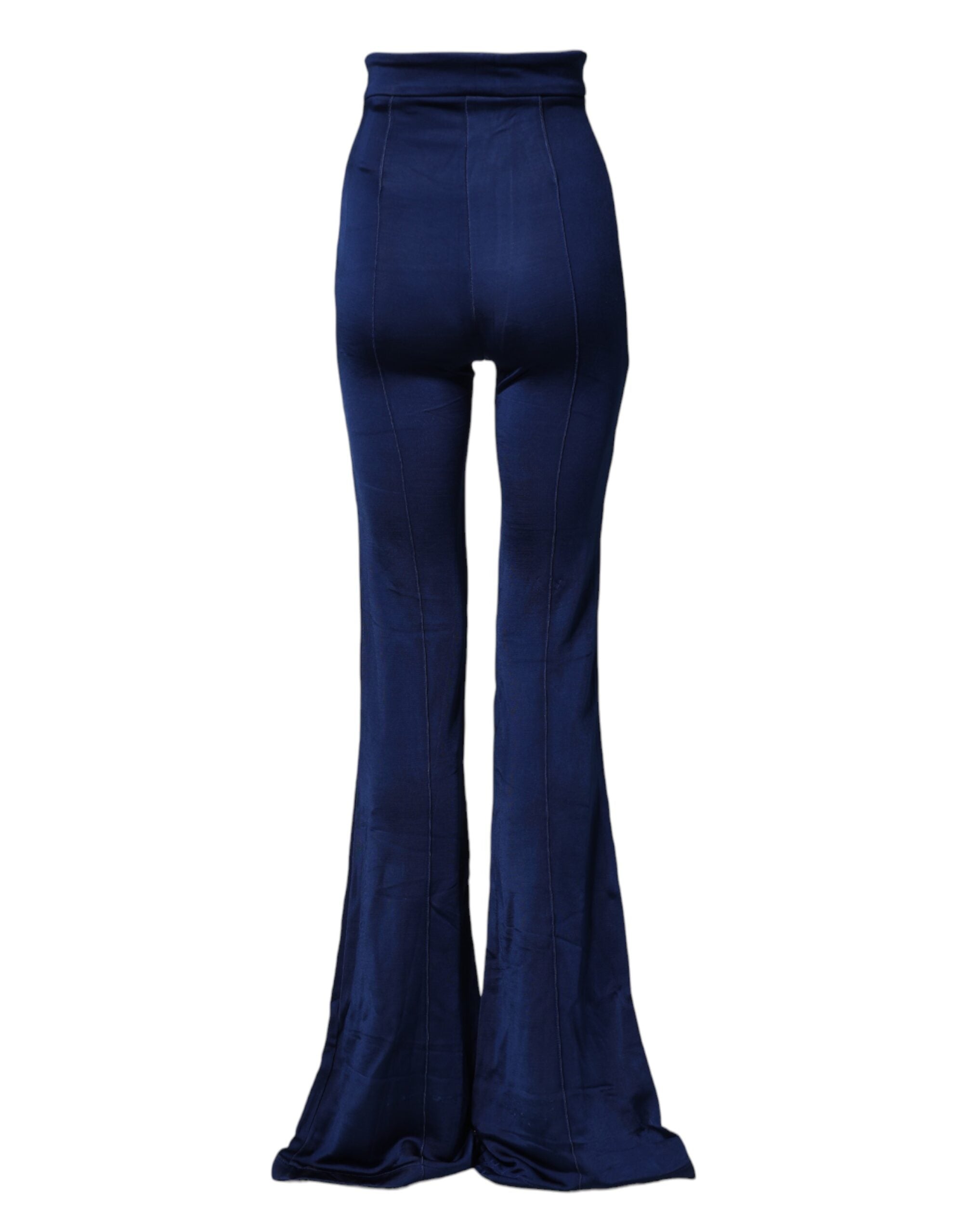 Elisabetta Franchi Navy Blue HighWaist Flare Leg Trouser Pants