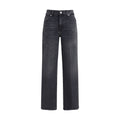 7FOR Black Cotton Straight-Leg Jeans