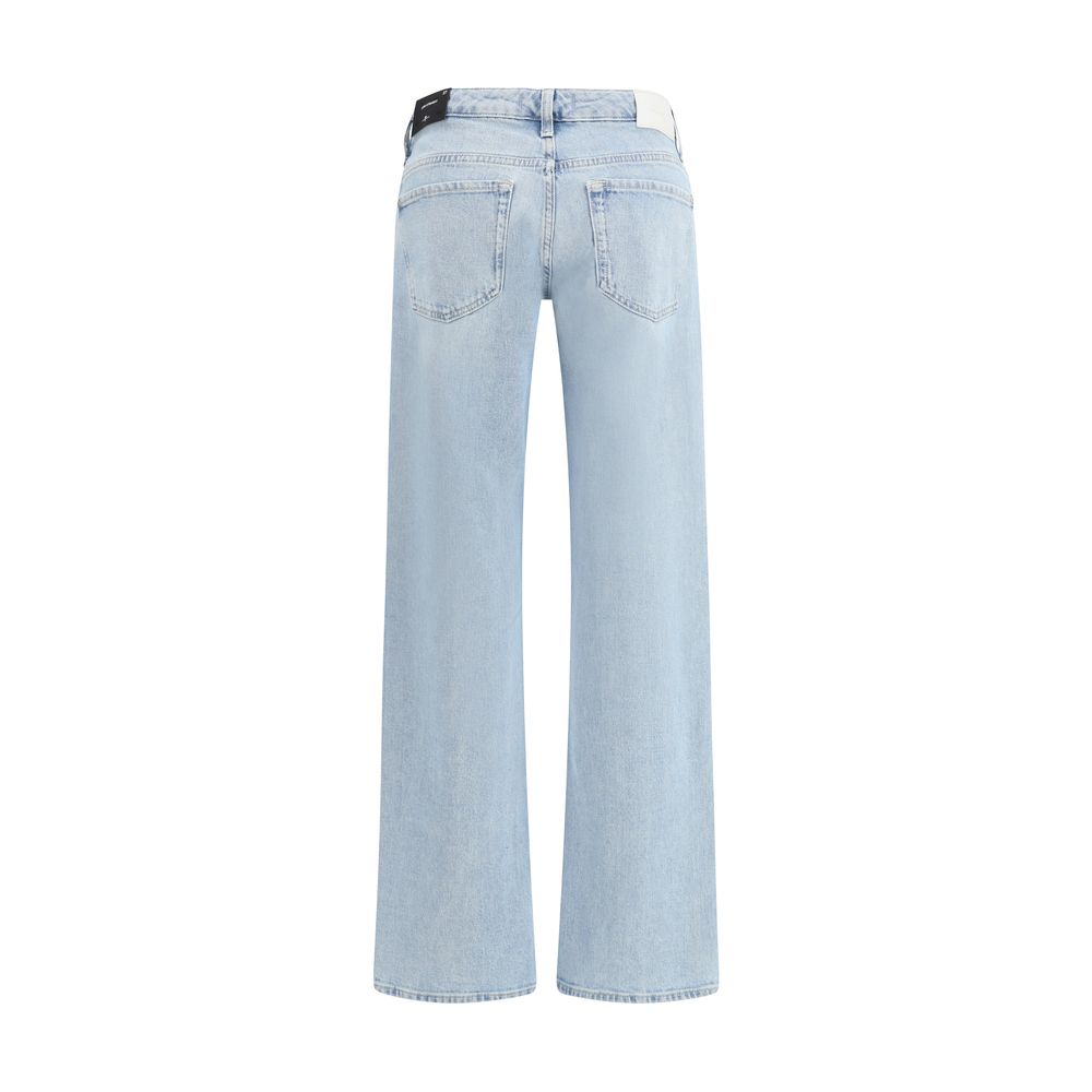 7FOR Blue Cotton Straight-Leg Jeans
