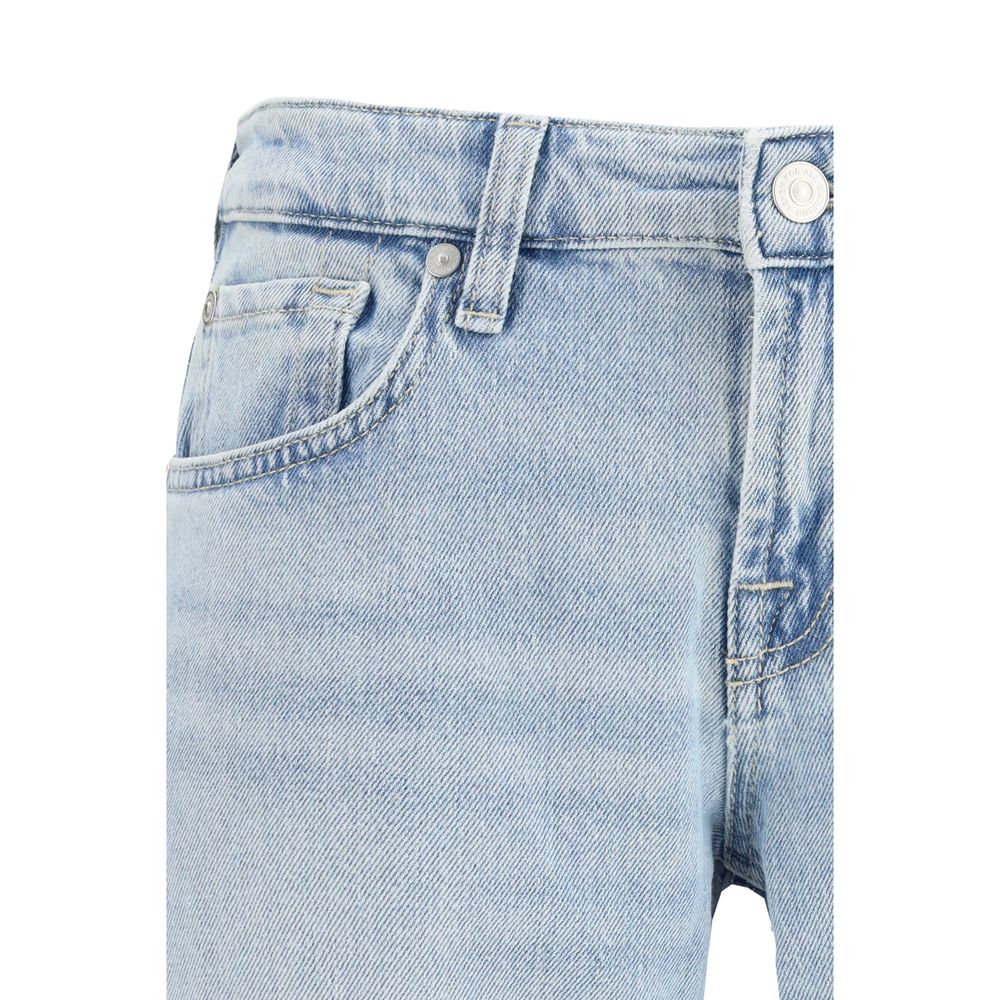 7FOR Blue Cotton Straight-Leg Jeans